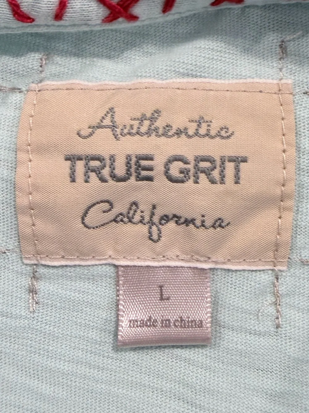 True Grit California Polo Shirt Men’s Large Light Blue 100% Cotton Pocket Polo